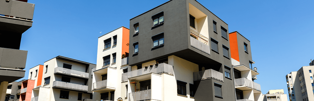 Exterior of a building of modern flats
